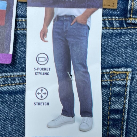 Izod Men's 40x29 Blue Saltwater Straight Fit Comfort Stretch Denim Jeans L1351 - Picture 9 of 11